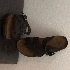 Black slip on sandals